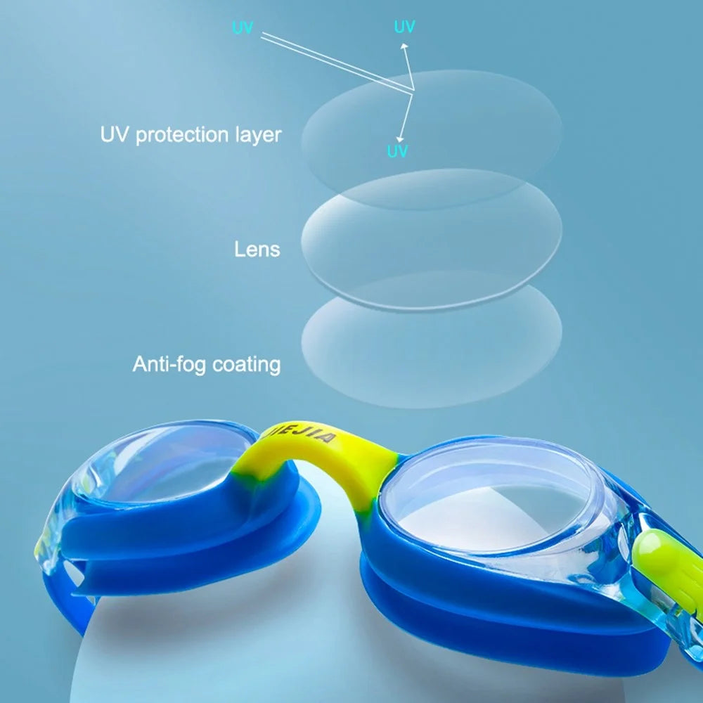 JIEJIA J2670 Kids HD Swimming Goggles Waterproof Glasses Children Anti-Fog Anti-UV Eyeglasses - Blue - 2