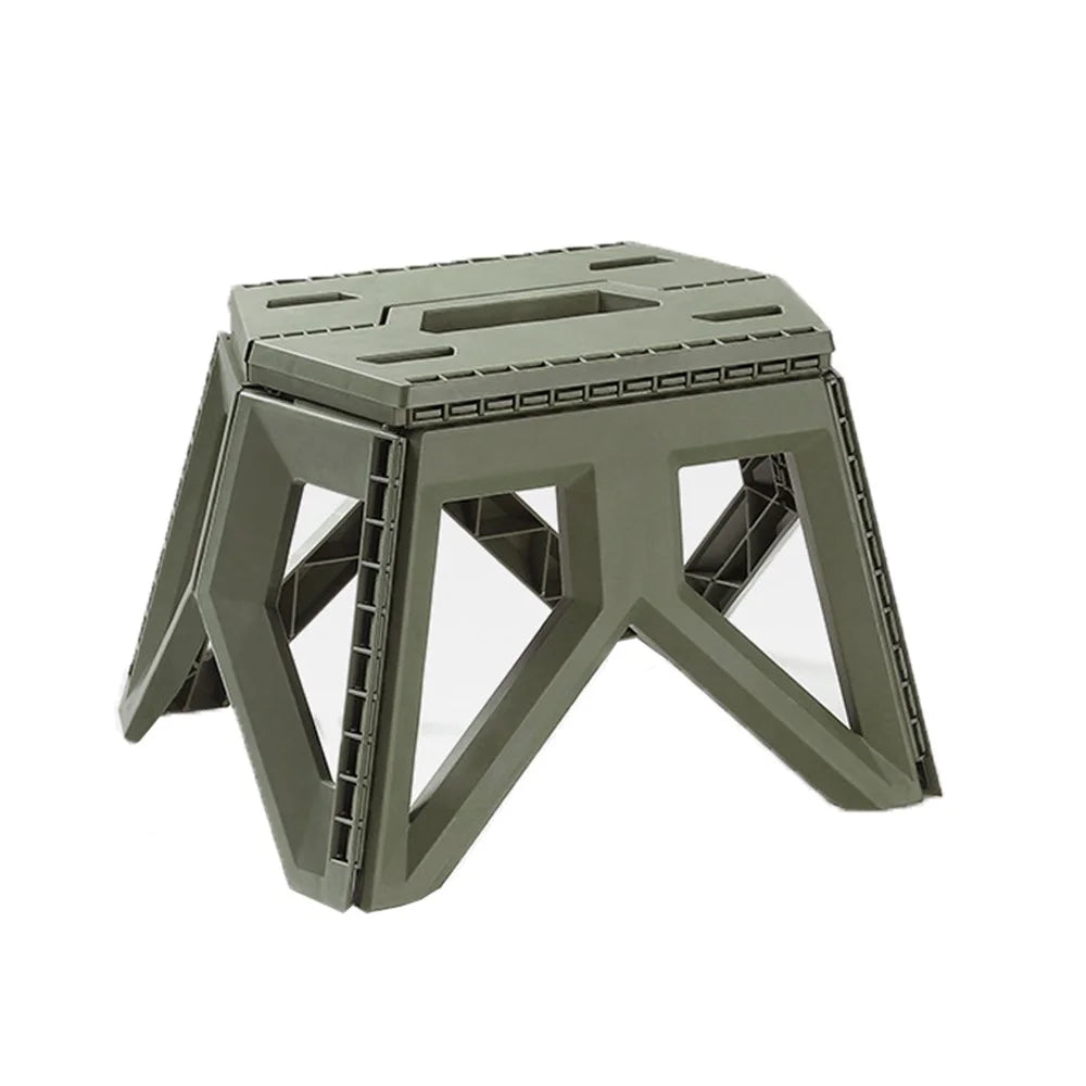 HALIN Plastic Multi-purpose Folding Stool Outdoor Portable Camping Stool for Adults Children - Army Green - 1