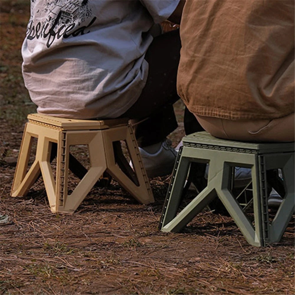 HALIN Plastic Multi-purpose Folding Stool Outdoor Portable Camping Stool for Adults Children - Army Green - 3