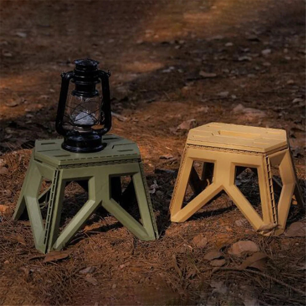 HALIN Plastic Multi-purpose Folding Stool Outdoor Portable Camping Stool for Adults Children - Army Green - 4