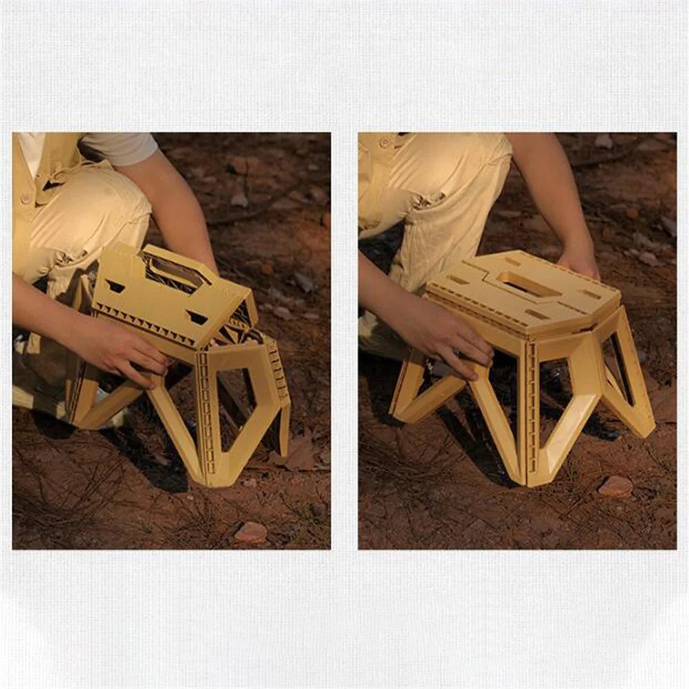 HALIN Plastic Multi-purpose Folding Stool Outdoor Portable Camping Stool for Adults Children - Army Green - 5