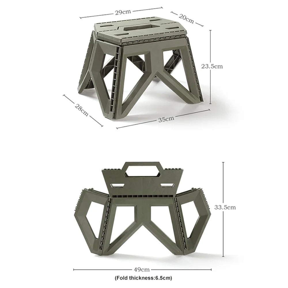 HALIN Plastic Multi-purpose Folding Stool Outdoor Portable Camping Stool for Adults Children - Army Green - 6
