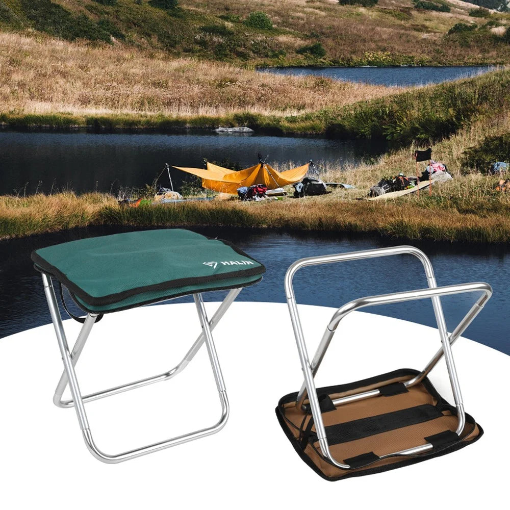 HALIN Camping Portable Folding Stools Ultralight Oxford Cloth + Aluminium Alloy Fishing Chair - Brown - 6