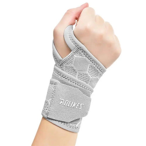 AOLIKES 8001 1Pc Sports Compression Wristband Knitted Bandage Fitness Wrap Wrist Strap - Grey - 1