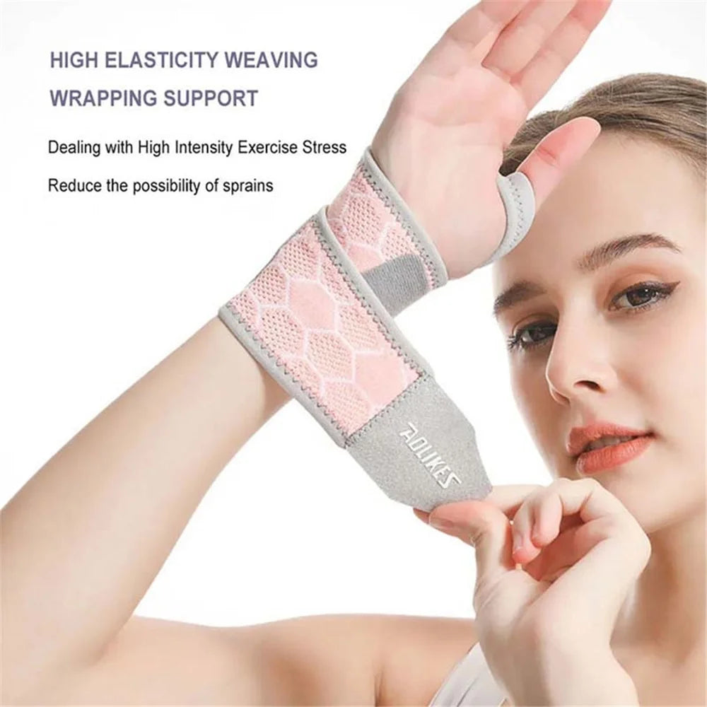 AOLIKES 8001 1Pc Sports Compression Wristband Knitted Bandage Fitness Wrap Wrist Strap - Grey - 2
