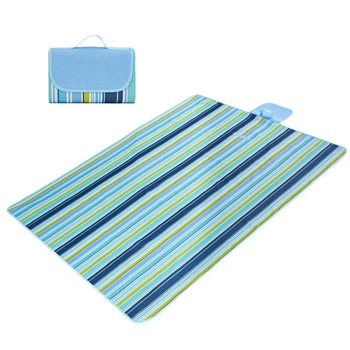 LEVORYEOU LR-987774 200*150cm Portable Outdoor Camping Picnic Mat Foldable Waterproof Lawn Mat - Blue Stripes - 1