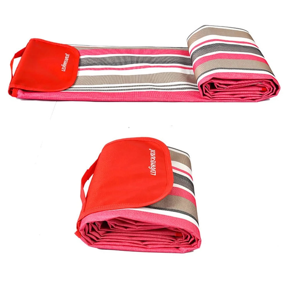 LEVORYEOU LR-987774 200*150cm Portable Outdoor Camping Picnic Mat Foldable Waterproof Lawn Mat - Blue Stripes - 3