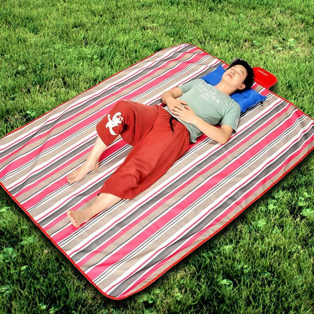 LEVORYEOU LR-987774 200*150cm Portable Outdoor Camping Picnic Mat Foldable Waterproof Lawn Mat - Blue Stripes - 4
