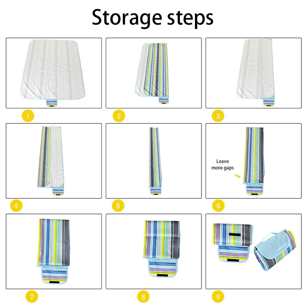 LEVORYEOU LR-987774 200*150cm Portable Outdoor Camping Picnic Mat Foldable Waterproof Lawn Mat - Blue Stripes - 6