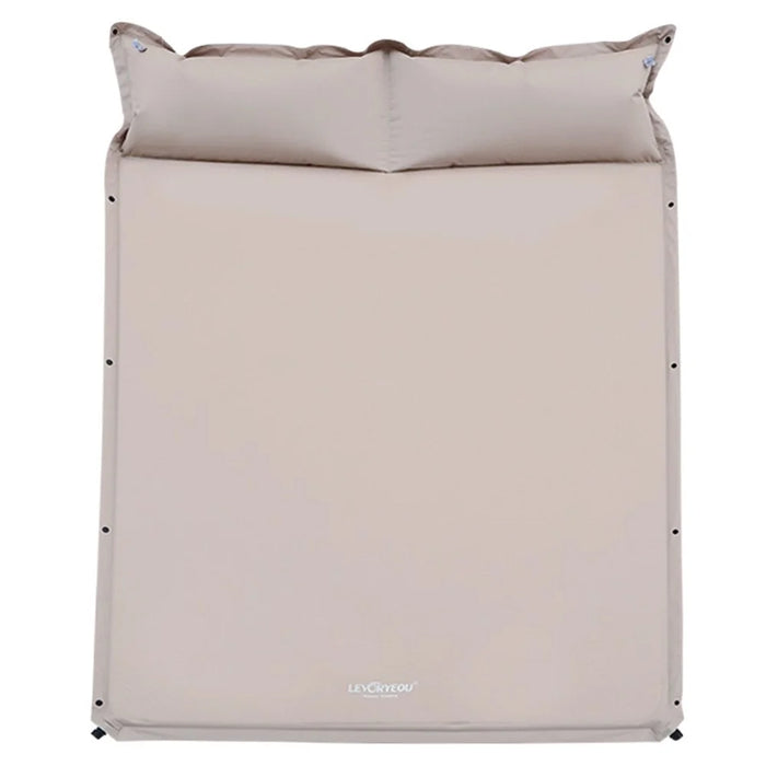 LEVORYEOU QD-8718 Double Person Sleeping Bed 5cm Thicken Automatic Inflatable Cushion Outdoor Camping Splicing Air Mattress with Integrated Pillow, 192*132*5cm - Gold - 1