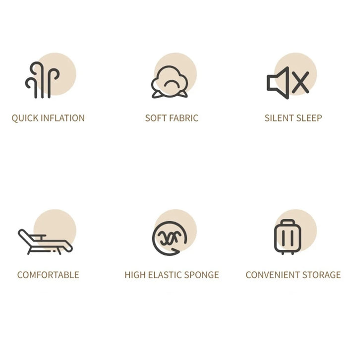 LEVORYEOU QD-8718 Double Person Sleeping Bed 5cm Thicken Automatic Inflatable Cushion Outdoor Camping Splicing Air Mattress with Integrated Pillow, 192*132*5cm - Gold - 2