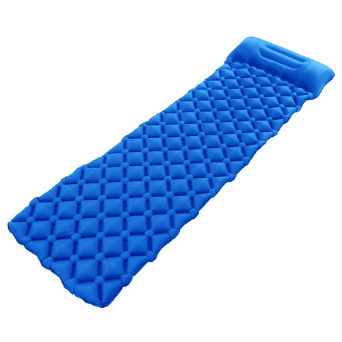 GM-AM01 Outdoor Camping Inflatable Mattress Air Mat Sleeping Cushion Bed with Integrated Pillow - Blue - 1