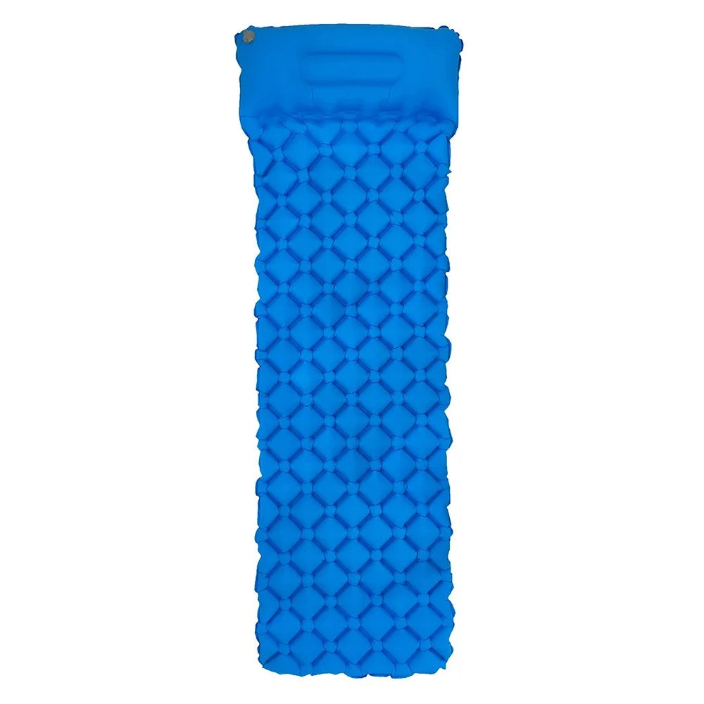 GM-AM01 Outdoor Camping Inflatable Mattress Air Mat Sleeping Cushion Bed with Integrated Pillow - Blue - 2