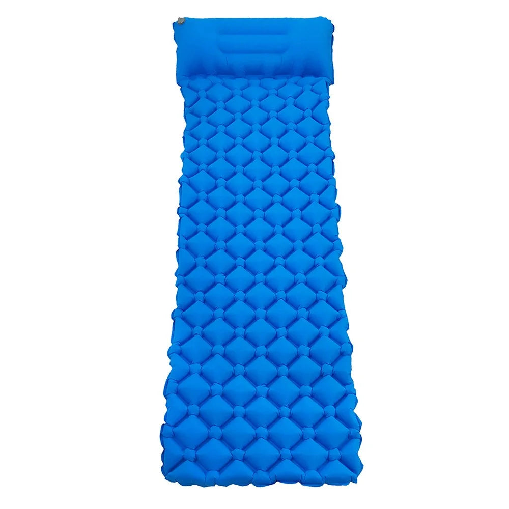GM-AM01 Outdoor Camping Inflatable Mattress Air Mat Sleeping Cushion Bed with Integrated Pillow - Blue - 3