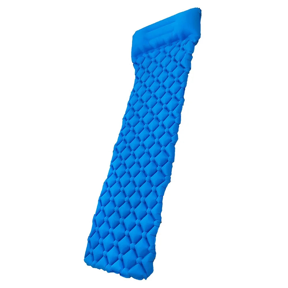 GM-AM01 Outdoor Camping Inflatable Mattress Air Mat Sleeping Cushion Bed with Integrated Pillow - Blue - 4