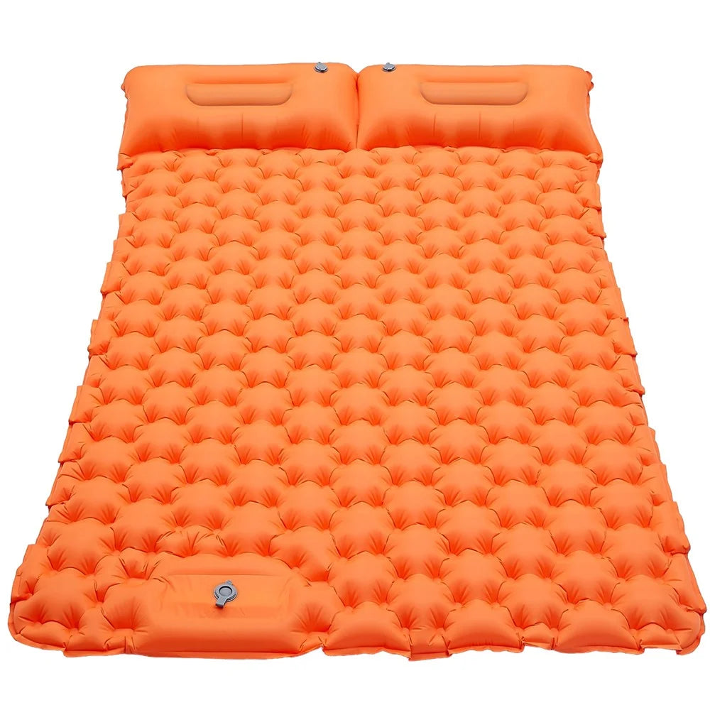 Portable 2 Person Camping Mat Foot Stepping Inflation Air Mattress Waterproof Sleeping Pad with Pillow - 2