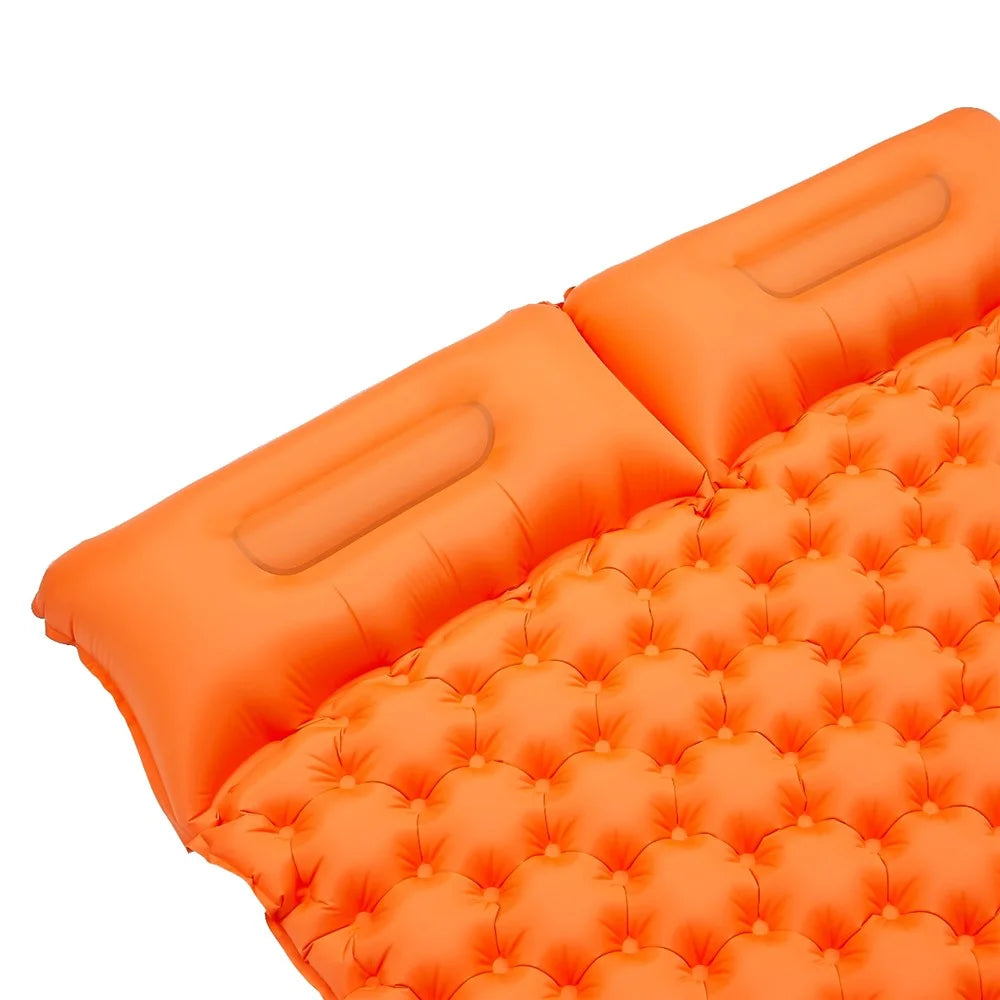 Portable 2 Person Camping Mat Foot Stepping Inflation Air Mattress Waterproof Sleeping Pad with Pillow - 3