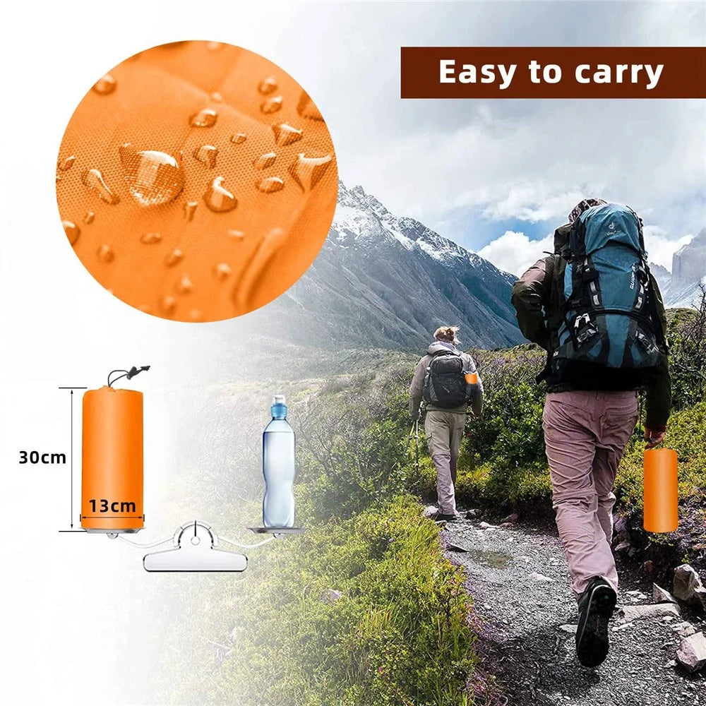 Wave Shape Design Outdoor Camping Mat Foot Stepping Inflation Portable Waterproof Air Mattress with Pillow - Orange - 2