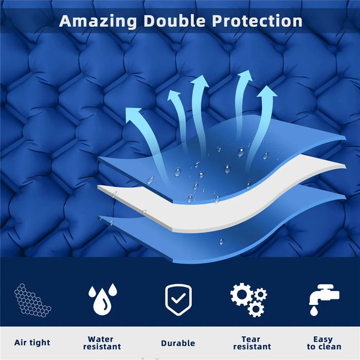 Foot Pump Portable Sleeping Pad Outdoor Camping Hiking Inflatable Air Mattress with Pillow - Blue - 3