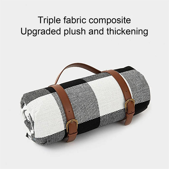 1409 150x200cm Portable Outdoor Moisture-proof Picnic Mat Camping Hiking Lawn Mat Carpet - Black / Grey / White Grid - 5