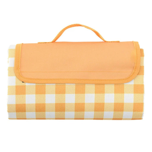 0210 145x200cm Portable Outdoor Camping Picnic Mat 600D Oxford Cloth Waterproof Lawn Beach Mat - Yellow Grid - 1