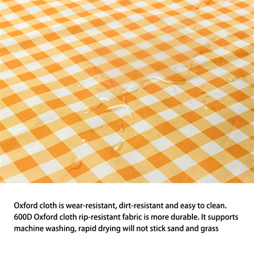 0210 145x200cm Portable Outdoor Camping Picnic Mat 600D Oxford Cloth Waterproof Lawn Beach Mat - Yellow Grid - 2