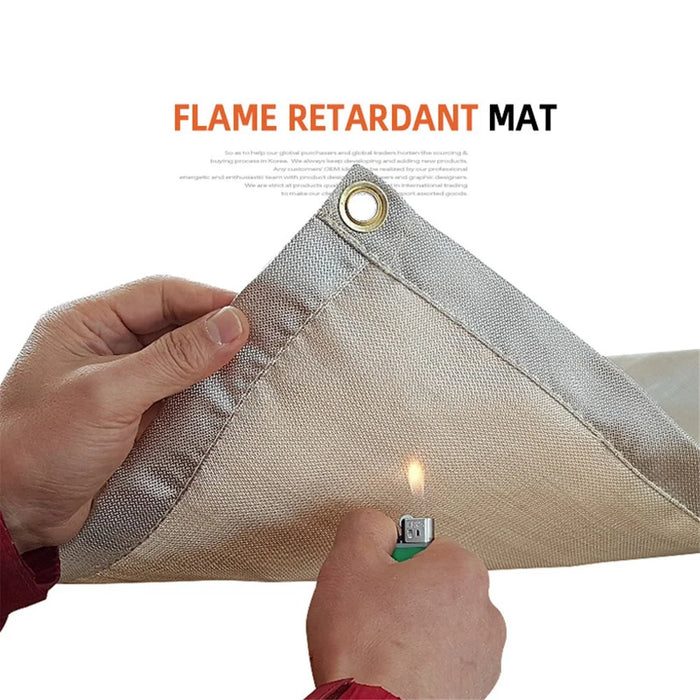 CLS Size L 100x80cm Outdoor Camping Picnic BBQ Flame Retardant Mat Barbecue Fiberglass Heat Insulation Pad - 3