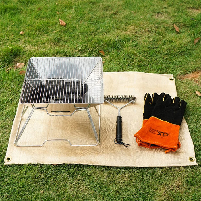 CLS Size L 100x80cm Outdoor Camping Picnic BBQ Flame Retardant Mat Barbecue Fiberglass Heat Insulation Pad - 5