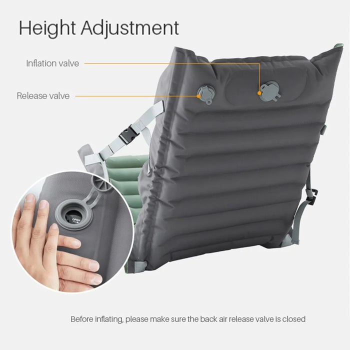 GM-z01 Adjustable Outdoor Inflatable Folding Seat Cushion 40D Nylon Camping Picnic Beach Chair - Green - 3