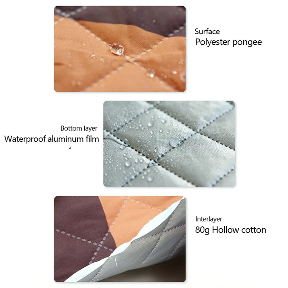 200cm Round Moisture-proof Picnic Mat Outdoor Camping Carpet with Webbing Strap - Autumn - 2