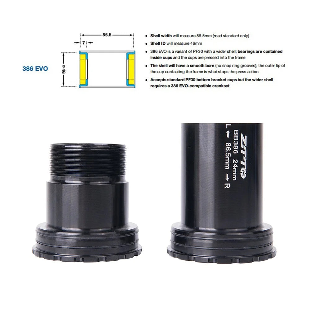 ZTTO BB386 Aluminum Alloy + Ceramic Bicycle Bottom Bracket (Outer Diameter: 46mm, Inner Diameter: 24mm) - Ceramic Black - 4
