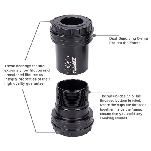 ZTTO PF30 Thread Bike Bottom Bracket Screw-in Locking for 22 / 24mm Crankset 46mm Frame Shell - 2