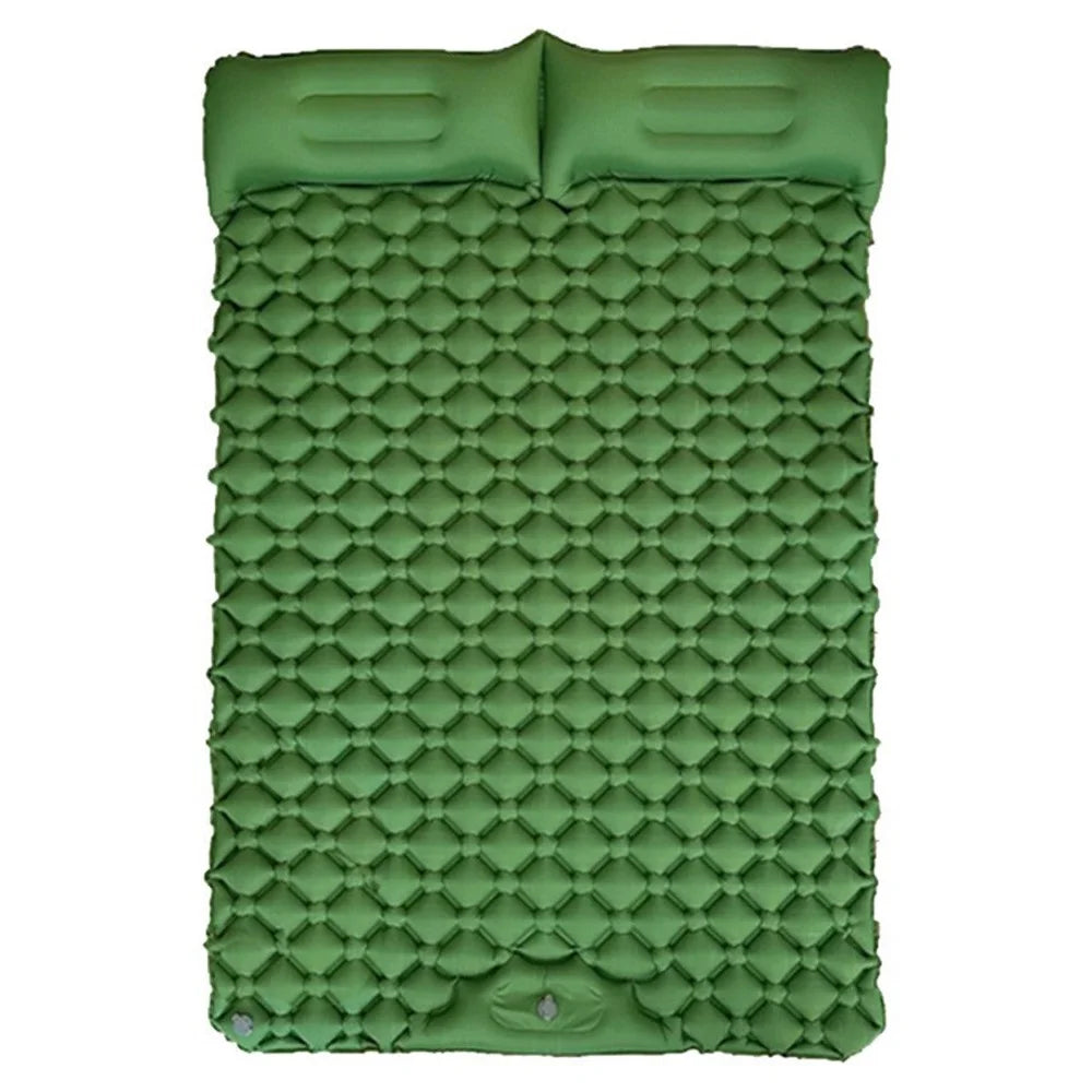 GM-SR01 Double Sleeping Mat 190x122cm Inflatable Camping Mattress Built-in Pump with Pillows - Green - 1