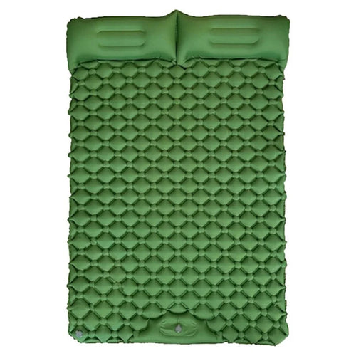 GM-SR01 Double Sleeping Mat 190x122cm Inflatable Camping Mattress Built-in Pump with Pillows - Green - 1