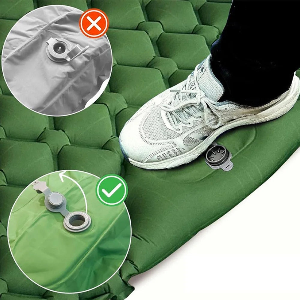 GM-SR01 Double Sleeping Mat 190x122cm Inflatable Camping Mattress Built-in Pump with Pillows - Green - 3