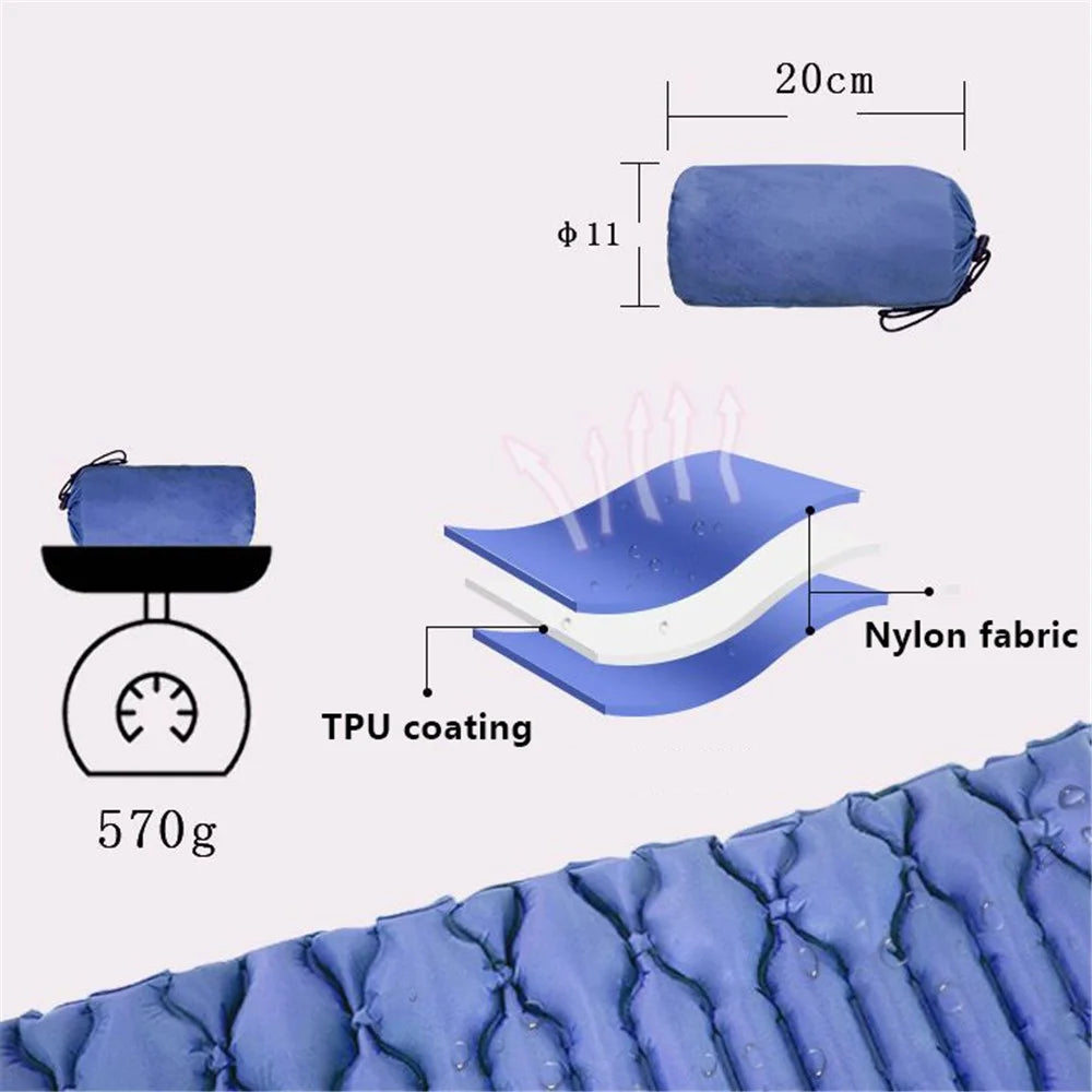 GM-AM20 Camping Mat Inflatable Sleeping Mat Nylon+TPU Sleeping Pad - Dark Blue - 4