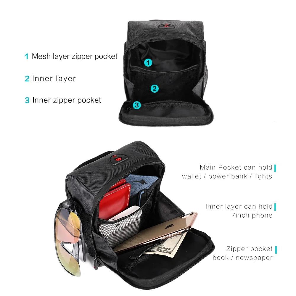 RHINOWALK Bike Handlebar Bag Bike Front Bag Road Bike Bag Bike Frame Bag - Black - 5