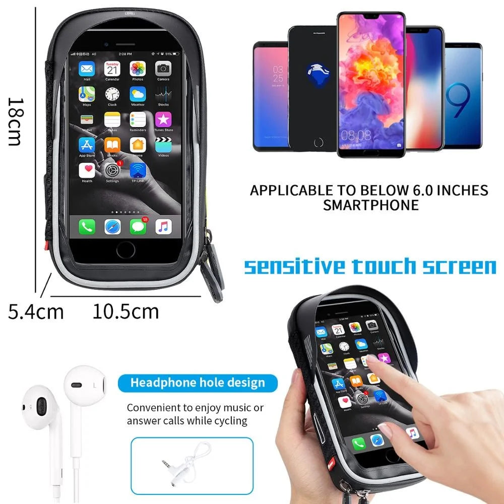 WEST BIKING Waterproof Bicycle Bag Bike Front Bag Touch Screen Phone Bag for 6.0 inches - 3