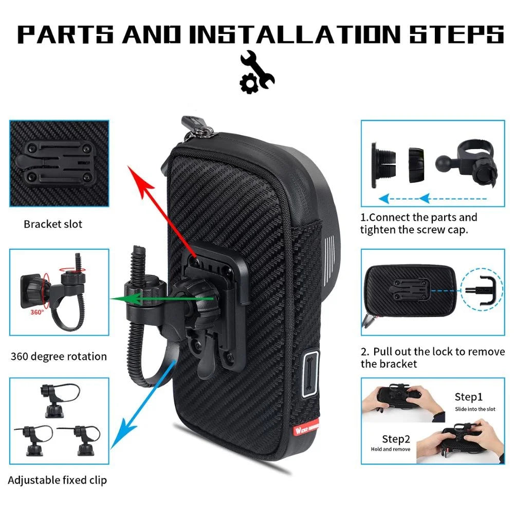WEST BIKING Waterproof Bicycle Bag Bike Front Bag Touch Screen Phone Bag for 6.0 inches - 4