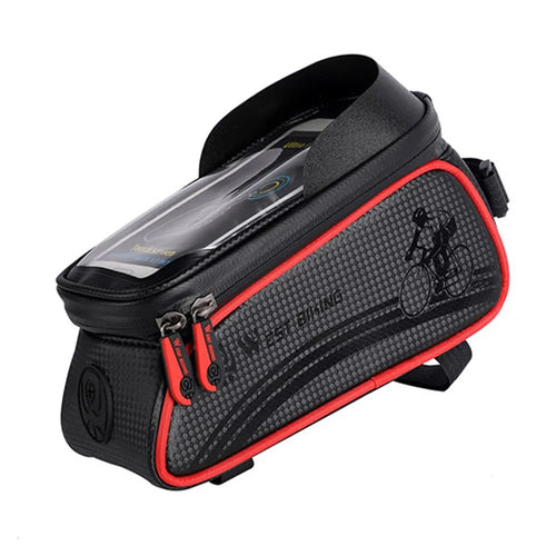 WEST BIKING Waterproof Bicycle Phone Bag Bike Front Bag Pannier with Touch Screen Shield - Red - 1
