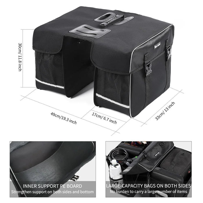 WEST BIKING 30L Bicycle Trunk Bag MTB Road Bike Bag Waterproof Cycling Double Side Rear Rack Luggage Carrier Tail Seat Pannier - 5