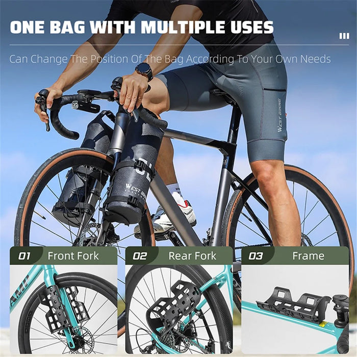 WEST BIKING YP0707375-376 Waterproof Bike Bag Bicycle Front Fork Cycling Pouch - Rhombus Texture - 3