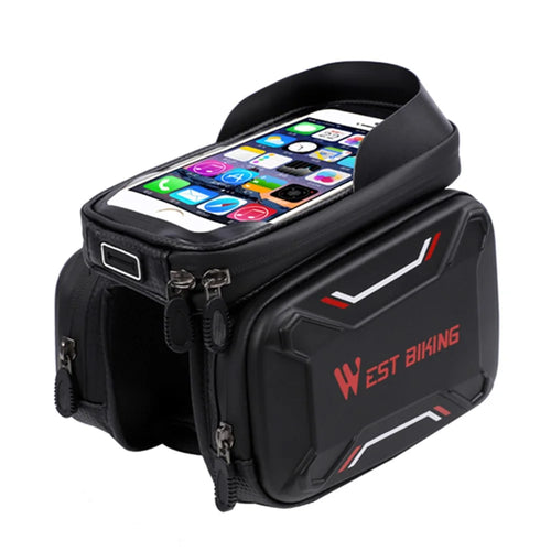 WEST BIKING Bicycle Front Frame Bag Cycling Waterproof Screen Touch Top Tube Phone Bag - Red - 1