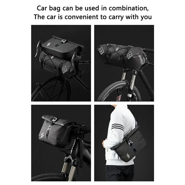SZ-AS-015 Waterproof Nylon+TPU Bike Handlebar Bag 5-15L Bicycle Front Tube Bag Storage Pouch Pack - 5