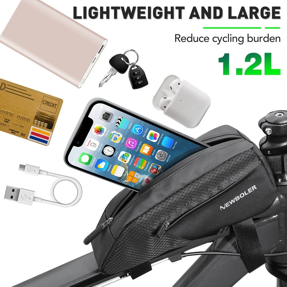NEWBOLER BIKD-BAG215 1.2L Bike Tube Bag Waterproof Phone Storage Pouch for Bicycle, 22x9x6cm - 3