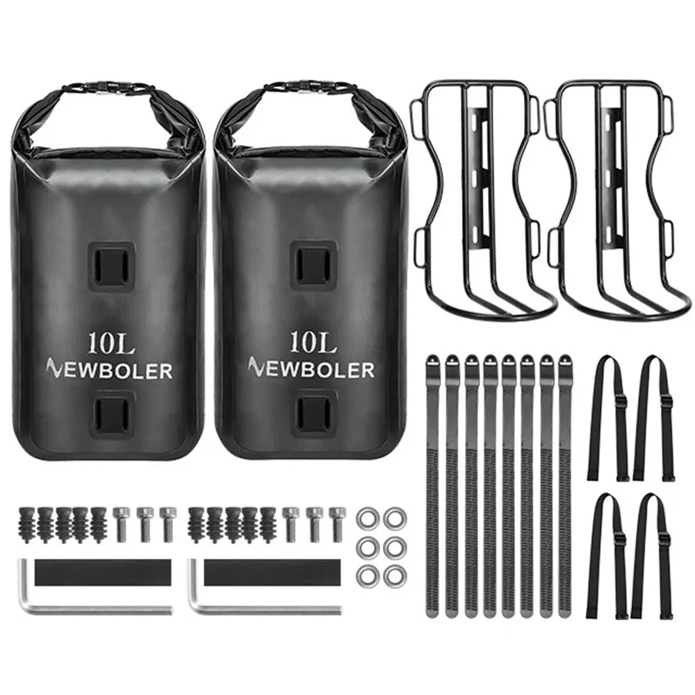NEWBOLER BIKD-BAG118 2 Sets Waterproof Bike Front Wheel Pannier Bag 10L Bicycle Bag with Front Fork Rack - 1