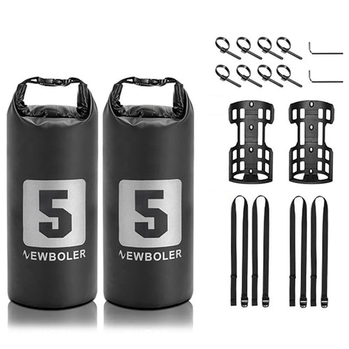 NEWBOLER 2 Bike Front Fork Pannier Bags (5L) + 2 Front Fork Racks + 4 Adjustable Straps + 8 Fixing Straps - 1