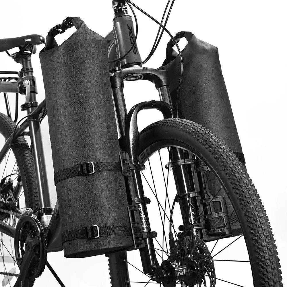 NEWBOLER 1 Bike Front Fork Pannier Bag (5L) + 1 Front Fork Rack + 2 Adjustable Straps + 4 Fixing Straps - 6