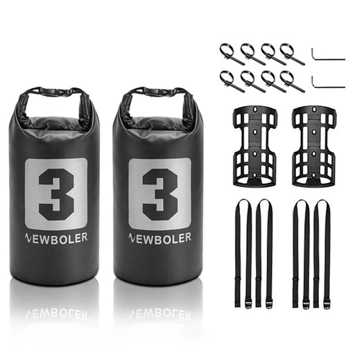 NEWBOLER 2 Bike Front Fork Pannier Bags (3L) + 2 Front Fork Racks + 4 Adjustable Straps + 8 Fixing Straps - 1