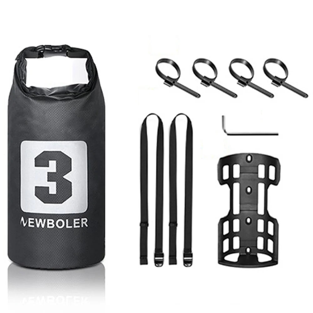 NEWBOLER 1 Bike Front Fork Pannier Bag (3L) + 1 Front Fork Rack + 2 Adjustable Straps + 4 Fixing Straps - 1